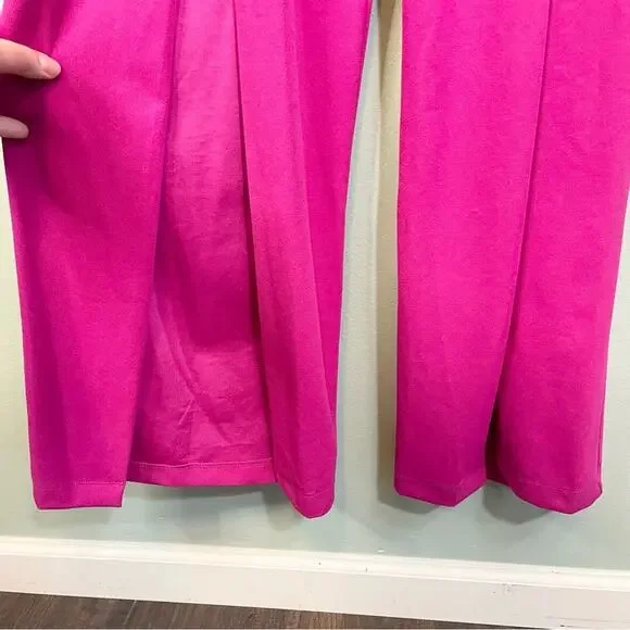 Bebe Sweetheart Neck Sleeveless Scuba Crepe Slit Jumpsuit Fuchsia Pink XS NWT - Picture 10 of 13